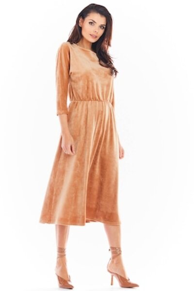Awama Dress, Awama, Polyester, Beige, M