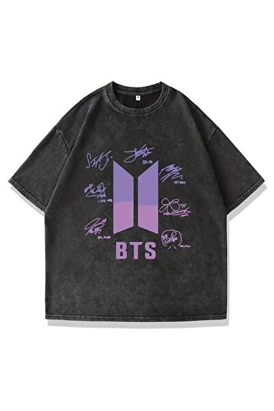 Le Savu تي شيرت قابل للغسل BTS مطبوع مطبوع للجنسين قصة فضفاضة تي شيرت عتيق