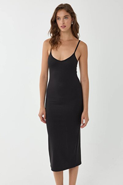 Hiccup Φόρεμα Bodycon Midi με λεπτό λουράκι V λαιμόκοψη