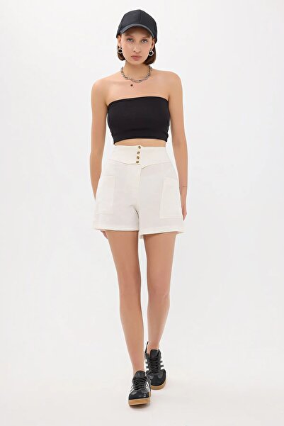 Hiccup Pantaloni scurți țesuți cu talie înaltă și curea