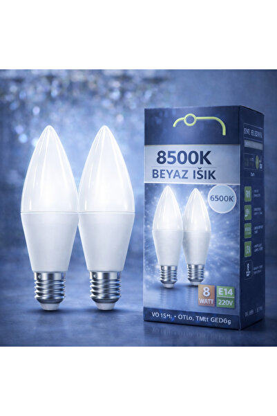 kialed Mum Ampul 2'li E14 – 8W | Beyaz Işık (6500K)