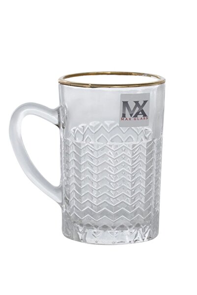 Generic Max Tea Bowls Set With A Glass Handle With A Golden Line 6 Pieces