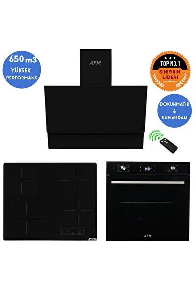 Ferre AFM Tech Rovio Vitroseramik Elektrikli Turbolu Siyah Ankastre Set ( V6-...