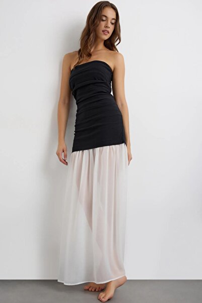 Hiccup Bandeau Black and White Dress