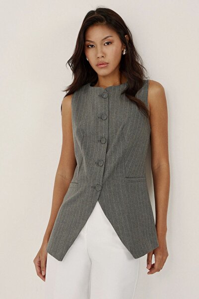 Hiccup Sleeveless vest with round collar and stripes