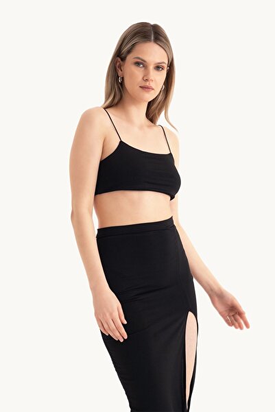 Hiccup 2 τεμάχια: Μάξι φούστα με λεπτό λουράκι κοντό Crop Cami Top & Side Slit