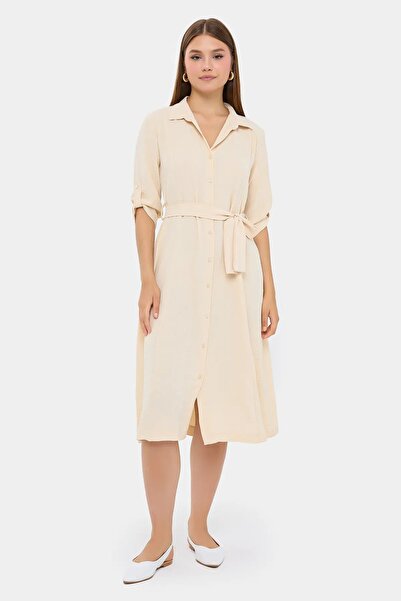 Hiccup Rochie midi cu guler cămașă și nasturi, cu crăpătură în față