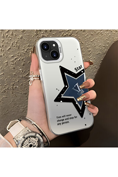SLIMFELT iPhone 14 Plus/15 Plus Uyumlu Kaliteli Yıldızlı Sert Kapak Lüks ve Ş...