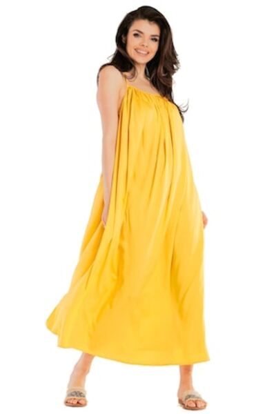 Awama Dress, Viscose, Yellow, XL