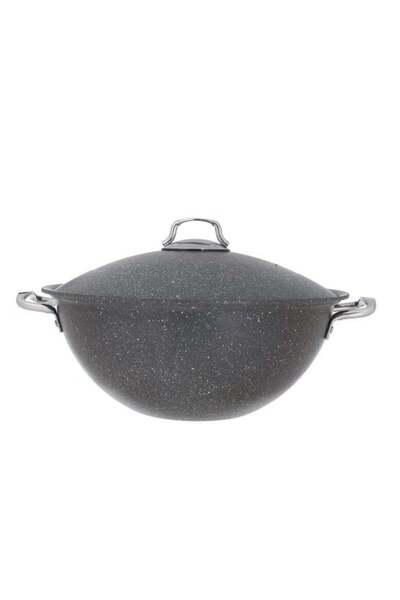 Hascevher Hachever Granite Cooking Pot, 32 cm, Steel Handle - Gray