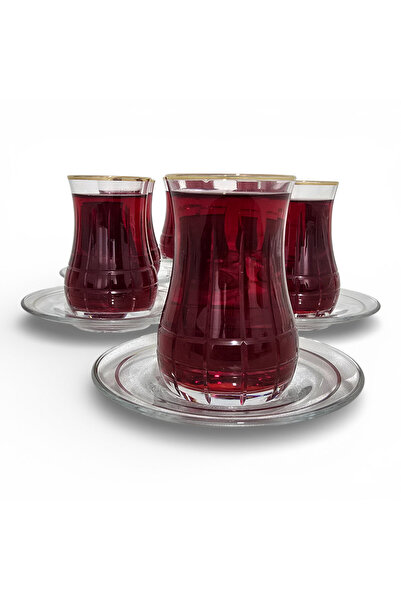 Sudedi Home Gold Gilded Glass Tea Cup Set of 6 – Hand Cut Boutique Series