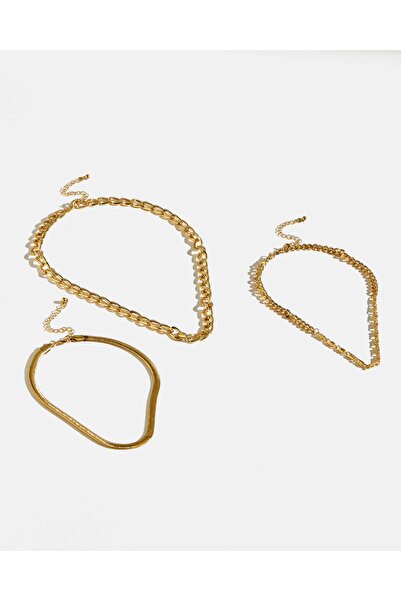 REDTAG Women Gold Embellished Necklace Set (Pack of 3)