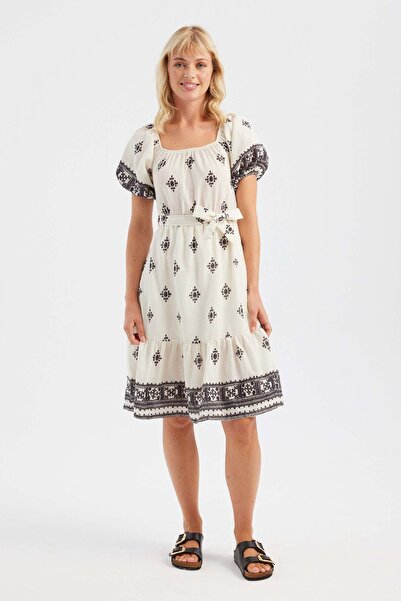 Hiccup Rochie midi cu umeri goi și imprimeu