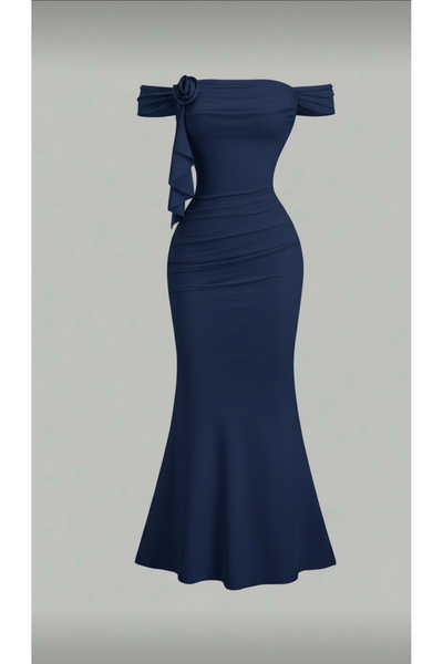 Dressco İsabella - Düşük Kol Balık Form Maxi Elbise