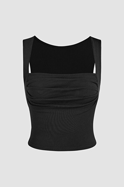 Hiccup Драпирана блуза с квадратно деколте