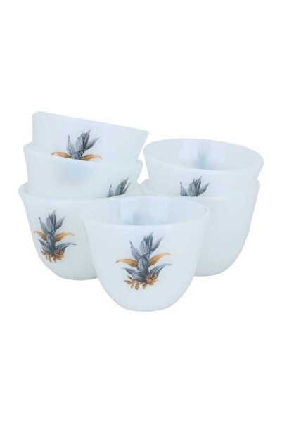 Generic Large white wooded Arabic coffee cup set, 12 pieces