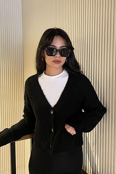 Volumex Pocket Detail Knitted Cardigan - Black Black