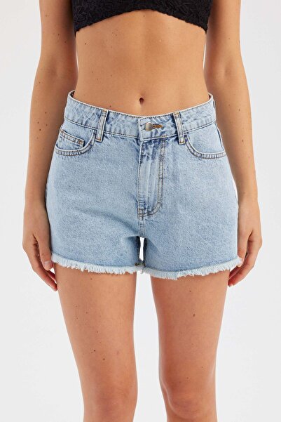 Hiccup Koyu Renk Yüksek Bel Denim Şort