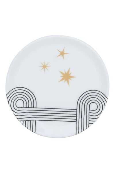 Generic Al Saif Gallery Porcelain Serving Plate, 12X12X1.8 Cm - Black White