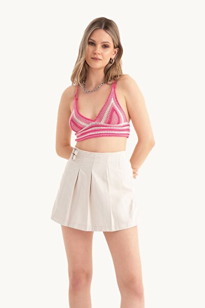 Hiccup Crop top tricotat cu decolteu în V cu dungi