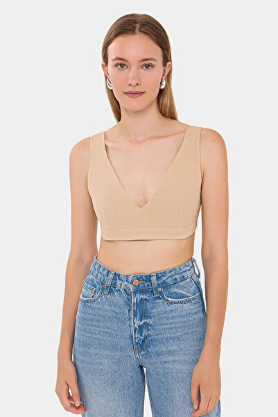 Hiccup Top scurt țesut, fără mâneci, cu decolteu în V