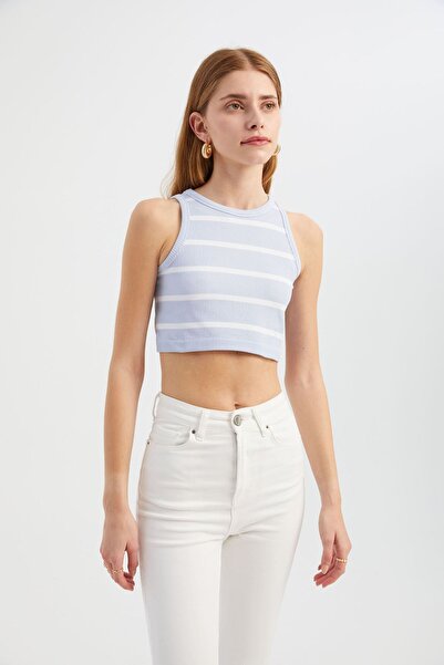 Hiccup Top scurt cu guler rotund și dungi