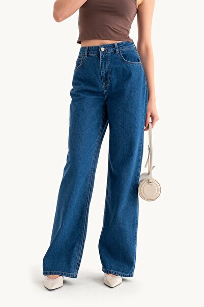 Hiccup بنطلون جينز عالي الخصر واسع الساق