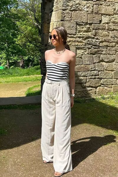 Hiccup Pantaloni cu talie înaltă, plisați, cu croi larg