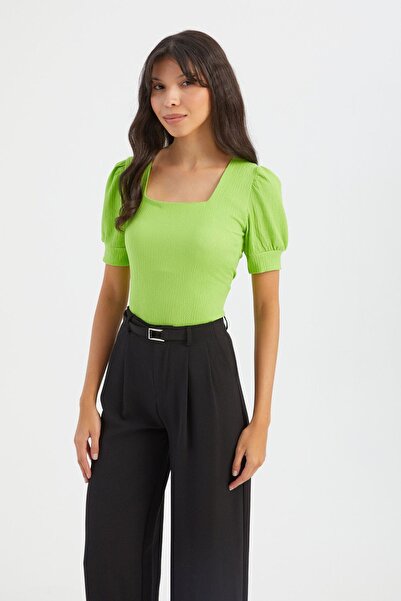 Hiccup četvrtasti izrez Punjen Gornji deo sa rukavima