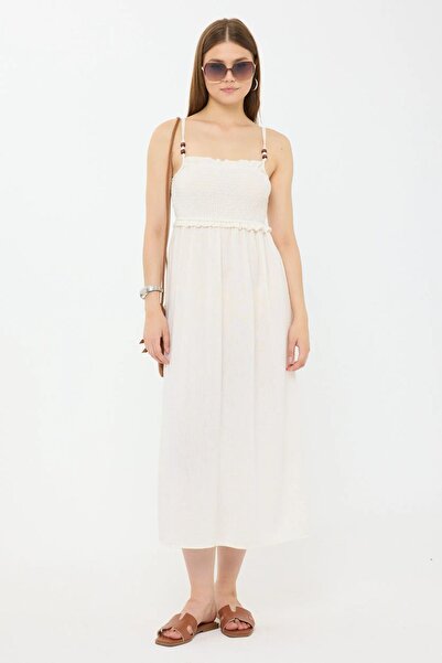 Hiccup Smocked spaghetti strap midi dress