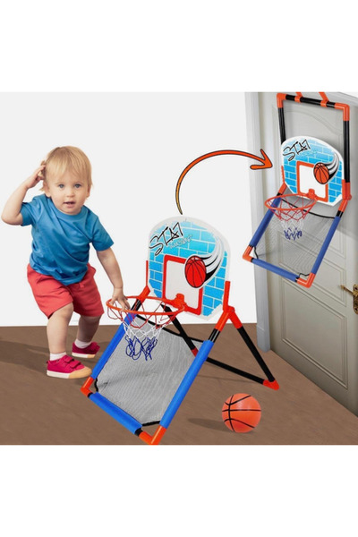 TOY LAND 2-in-1 Kids Basketball Set with Floor Stand & Door Mount– Indoor Spo...
