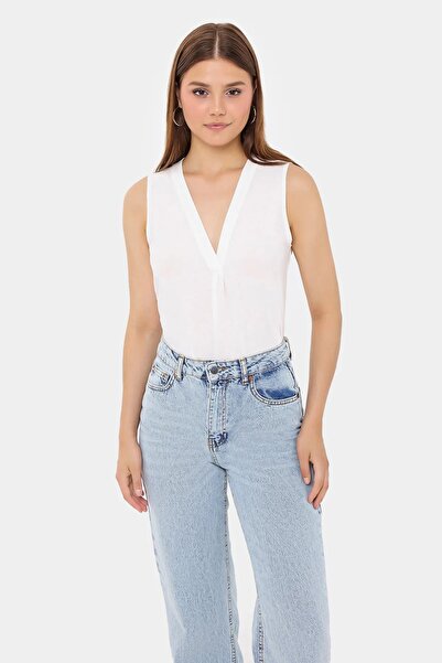 Hiccup Cămașă semi-transparentă fără mâneci cu decolteu în V