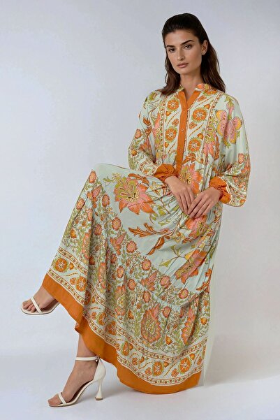 Hiccup Rochie maxi cu model și guler cămașă