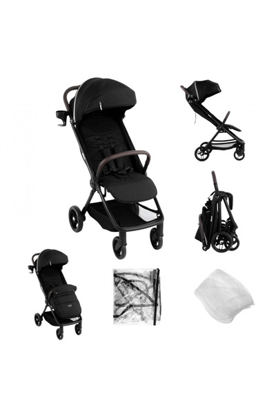 Kidnort Carucior pentru copii Snougle Black, autofold pliabil cu o singura ma...