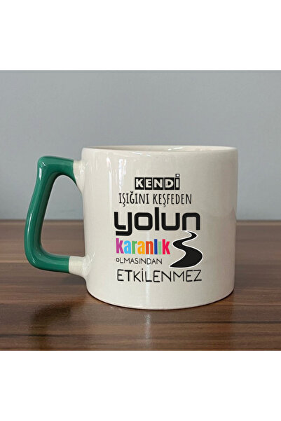 Kırtasiye Ofisi Prime Motivational Gift Cup Mug with Green Handle Exploring Y...
