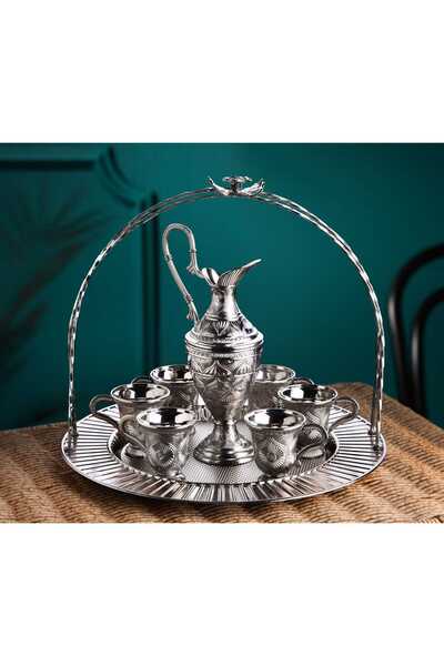 BUSEM طقم زمزم فضي اللون مع حامل - 8 قطع