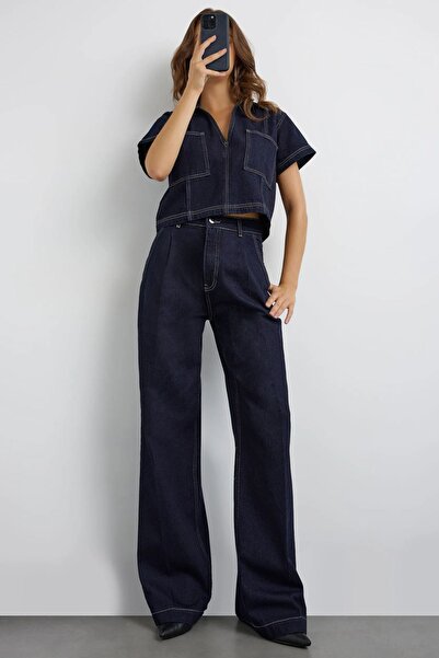Hiccup High-waisted, wide-leg raw jeans
