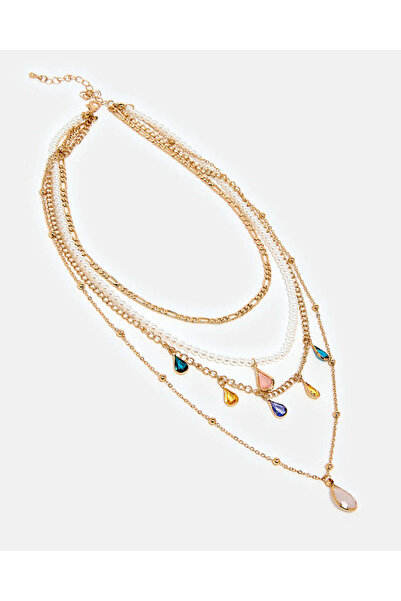 REDTAG Women Gold Embellished Layered Necklace
