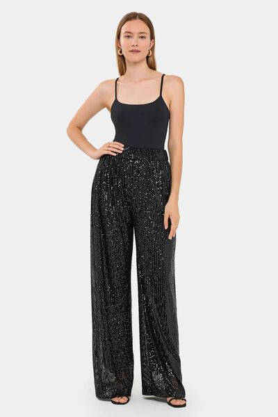 Hiccup Pantaloni cu talie înaltă și croială largă cu paiete