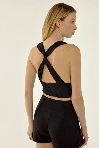 Hiccup Λεπτομερές Crop Top με λαιμόκοψη σταυρωτή πλάτη