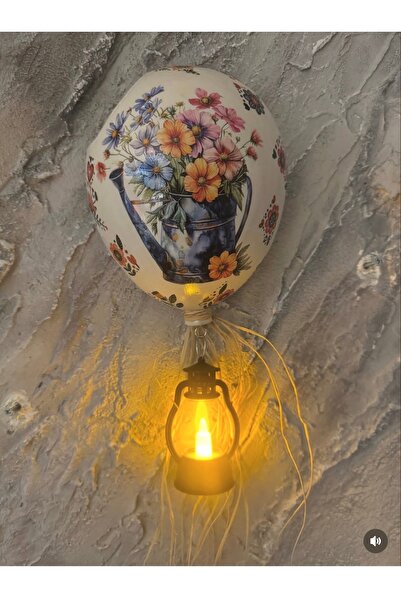 NurMood Art Decoration Fenerli Dekoratif Balon Saksı | Işıklı El Yapımı Duvar...