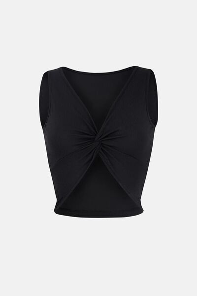 Hiccup Μονόχρωμο Κορδόνι Μπροστινό Σγουρό Crop Top