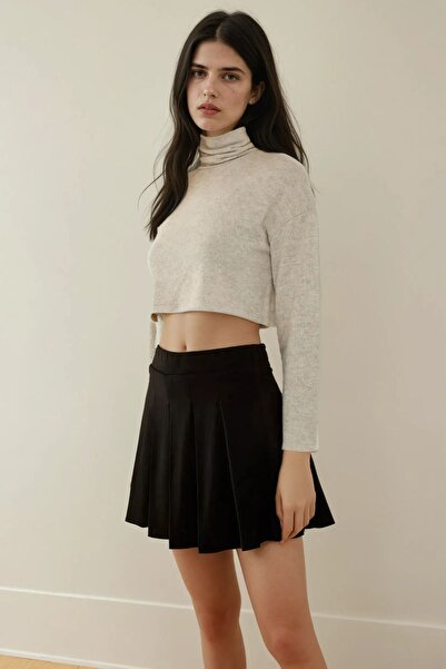 Hiccup Pleated Mini Woven Skirt with Shorts Inside