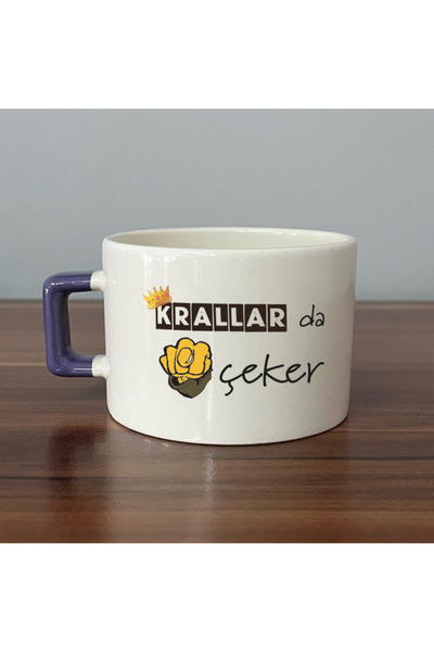 Kırtasiye Ofisi Kings Come Near Me Purple Handle Square Humorous Gift Cup Mug...