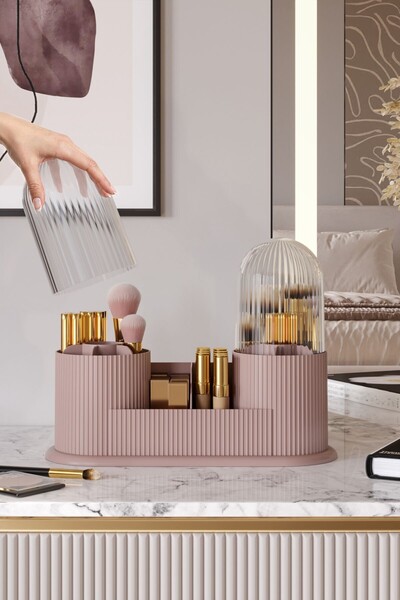 Pufwin Home Sofia İki Kapaklı Makyaj Organizeri Şeffaf Kapaklı Çok Bölmeli Fı...