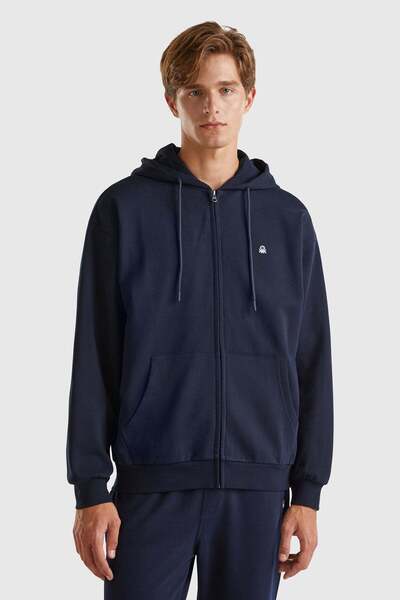 United Colors of Benetton Bluză de trening pentru bărbați, albastru marin, mo...