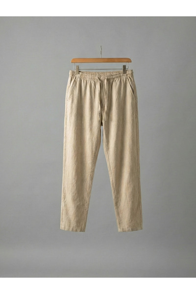 kastrioti Bağcıklı Keten Baggy Pantolon