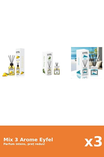 Eyfel Set 3 Mix Eyfel: 1x Ananas, 1x Lacramioare, 1x Ocean