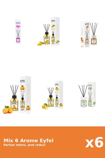 Eyfel Set of 6 Mix Eyfel: 1x Pineapple, 1x Bubble Gum, 1x Jasmine, 1x Lemon, ...