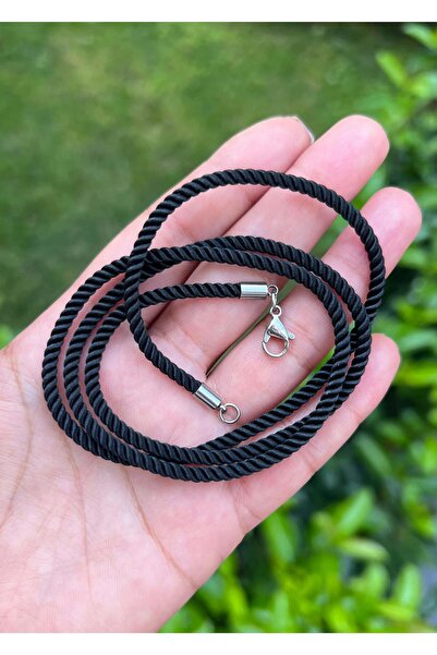 Defne Silver Steel Clip Rope Necklace